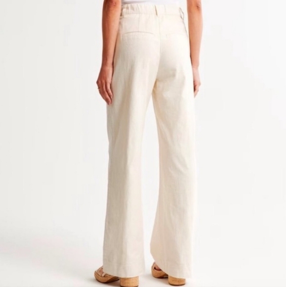 Abercrombie & Fitch Linen Blend Wide Leg Pants Women's S White Retro Minimalist - Picture 6 of 11